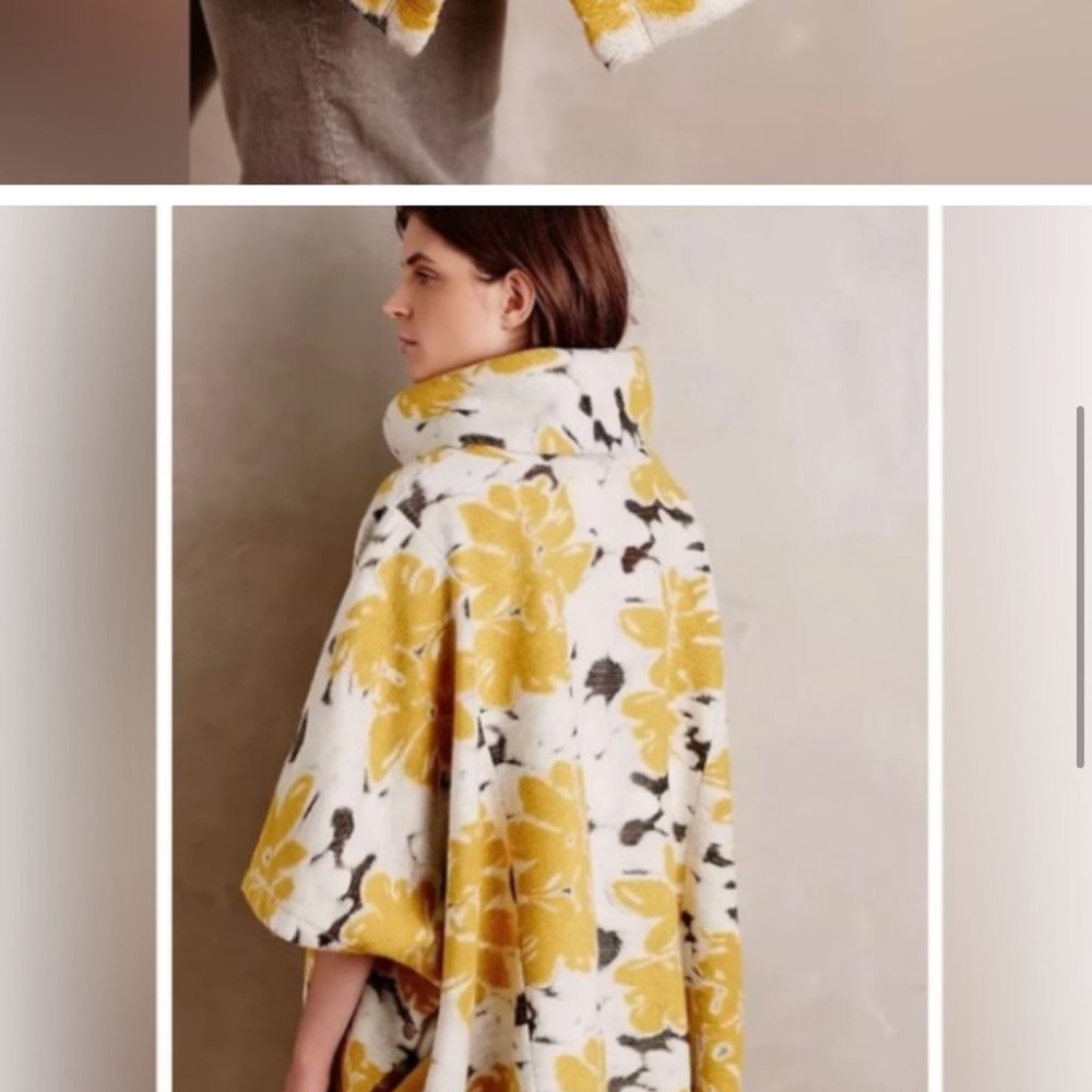 ANTHROPOLOGIE yellow Clustered Flora Cowl Neck Poncho by Saturday Sunday, M/L - Picture 4 of 9